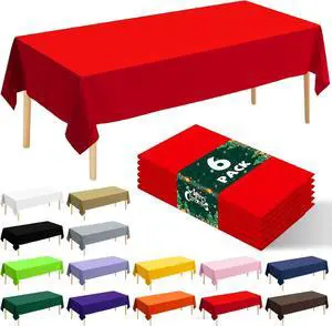 6 Pack Premium Disposable Plastic Tablecloth 54" x 108" Party Table Cloths Disposable for 6 to 8 Foot Tables Indoor or Outdoor Parties Birthdays Weddings Christmas Anniversary Buffet Table (Red) 6 Pack Premium Disposable Plastic Tablecloth 54" x 108" Party Table Cloths Disposable for 6 to 8 Foot Tables Indoor or Outdoor Parties Birthdays Weddings Christmas Anniversary Buffet Table (Red)