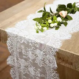 2 Pcs White Lace Table Runner 14 x 120 Inch Vintage Table Runner for Wedding Bridal Shower Baby Shower Party Table Decoration Rustic Rose Embroidered Boho Lace Runners 2 Pcs White Lace Table Runner 14 x 120 Inch Vintage Table Runner for Wedding Bridal Shower Baby Shower Party Table Decoration Rustic Rose Embroidered Boho Lace Runners