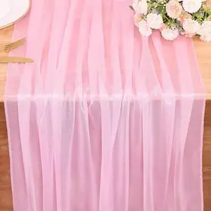 10FT Blushing Pink Chiffon Table Runner 30x120 Inches Spring Boho Sheer Fabric Table Runner for Wedding BridalShower Birthday Party Valentine's Day Decorations 10FT Blushing Pink Chiffon Table Runner 30x120 Inches Spring Boho Sheer Fabric Table Runner for Wedding BridalShower Birthday Party Valentine's Day Decorations