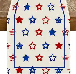 RABUSOFA Stars Patriotic Fourth of July Table Runner,Seasonal Memorial Day Kitchen Dining Table 4th of July Decorations for Home Party Decor 13x72 Inch RABUSOFA Stars Patriotic Fourth of July Table Runner,Seasonal Memorial Day Kitchen Dining Table 4th of July Decorations for Home Party Decor 13x72 Inch