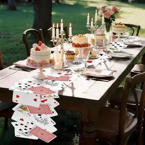 Preboun 1 Pcs Wonderland Tea Party Decoration 12 × 72 Inches Poker Linen Table Runner Wonderland Decorations for Game Playing Birthday Halloween Party Favor Decoration Preboun 1 Pcs Wonderland Tea Party Decoration 12 × 72 Inches Poker Linen Table Runner Wonderland Decorations for Game Playing Birthday Halloween Party Favor Decoration