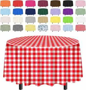 SietDESEO 2 Pack Red Gingham Tablecloth Round 84 x 84 Red and White Checkered Table Cloth Disposable Plaid Table Cover for Camping Picnic Wedding Party Supplies Circle Plastic Tablecloth SietDESEO 2 Pack Red Gingham Tablecloth Round 84 x 84 Red and White Checkered Table Cloth Disposable Plaid Table Cover for Camping Picnic Wedding Party Supplies Circle Plastic Tablecloth