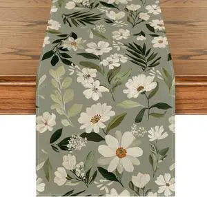 Artoid Mode Olive Green Daisy Flowers 210 GSM Spring Table Runner, Seasonal Summer Kitchen Dining Table Decoration for Home Party Decor 13x72 Inch Artoid Mode Olive Green Daisy Flowers 210 GSM Spring Table Runner, Seasonal Summer Kitchen Dining Table Decoration for Home Party Decor 13x72 Inch