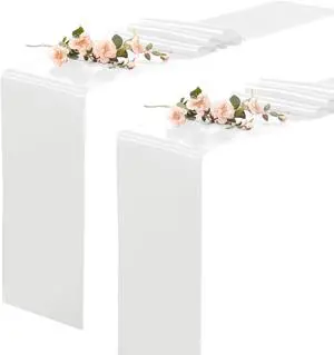 KKJIAF 2 Pack White Silky Satin Table Runner 12" x 108" | Rectangular Smooth Satin Silk Table Runner for Wedding, Banquet, Birthday Party Decoration, Tight Sewn Edges KKJIAF 2 Pack White Silky Satin Table Runner 12" x 108" | Rectangular Smooth Satin Silk Table Runner for Wedding, Banquet, Birthday Party Decoration, Tight Sewn Edges
