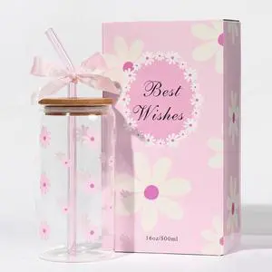 Cute Glass Cups with Lid Straw Teen Girl Birthday Gifts for Women | Daisy Iced Coffee Cup, Pink Aesthetic Mug Tumbler for Mothers Day Thanksgiving Christmas Valentines Coffee Lover 16oz Cute Glass Cups with Lid Straw Teen Girl Birthday Gifts for Women | Daisy Iced Coffee Cup, Pink Aesthetic Mug Tumbler for Mothers Day Thanksgiving Christmas Valentines Coffee Lover 16oz