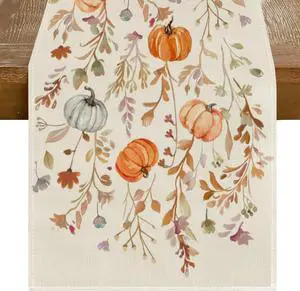 RABUSOFA Fall Table Runner 13x72 Inch Pumpkins Fall Decor for Home | Watercolor Floral,Seasonal Autumn Kitchen Dining Table Holiday Thanksgiving Decorations for Party RABUSOFA Fall Table Runner 13x72 Inch Pumpkins Fall Decor for Home | Watercolor Floral,Seasonal Autumn Kitchen Dining Table Holiday Thanksgiving Decorations for Party