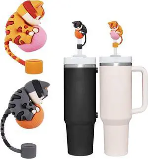 2 PC Cute Cat Straw Toppers, Straw Covers Cap For Stanley Cup 30 40 Oz, Funny Tumbler Stanley Cup Accessories Set 2 PC Cute Cat Straw Toppers, Straw Covers Cap For Stanley Cup 30 40 Oz, Funny Tumbler Stanley Cup Accessories Set