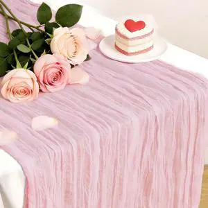 Pink Cheesecloth Table Runner, 10 Ft Summer Boho Rustic Gauze Table Runner | Wedding, party, baby and bride Shower table decorations, suitable for Valentine's Day, Easter, Mother's Day Pink Cheesecloth Table Runner, 10 Ft Summer Boho Rustic Gauze Table Runner | Wedding, party, baby and bride Shower table decorations, suitable for Valentine's Day, Easter, Mother's Day