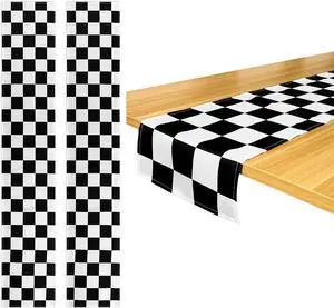 Breling 2 Pack Checkered Table Runner Racing Flag,12.6 X 72 Inch,Checkered | Black and White Tablecloth for Car Theme Parties, Racing Events, Birthday Decorations, Disposable Event Supplies Breling 2 Pack Checkered Table Runner Racing Flag,12.6 X 72 Inch,Checkered | Black and White Tablecloth for Car Theme Parties, Racing Events, Birthday Decorations, Disposable Event Supplies