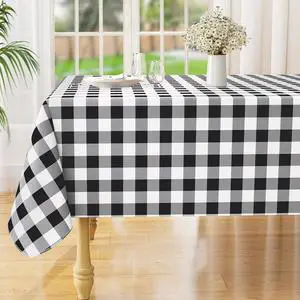 misaya Rectangle Waterproof Vinyl Table Cloth, Buffalo Flannel Backed Tablecloth, Wipeable Plastic Table Cover for Dinner, Kitchen, Outdoor (60" x 84", Black and White) misaya Rectangle Waterproof Vinyl Table Cloth, Buffalo Flannel Backed Tablecloth, Wipeable Plastic Table Cover for Dinner, Kitchen, Outdoor (60" x 84", Black and White)
