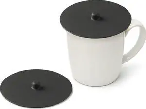 Carrotez Silicone Cup Cover Lids, 4.3 Inch, 2 Pack - Black | Mug Covers, Reusable Silicone Coffee and Tea Cup Lids Carrotez Silicone Cup Cover Lids, 4.3 Inch, 2 Pack - Black | Mug Covers, Reusable Silicone Coffee and Tea Cup Lids