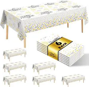 6 Pack Happy New Year Tablecloths Premium Disposable Plastic Tablecloth 54" x 108" Table Cloths for 6 to 8 Foot Tables New Years Eve Parties Decoration Supplies (New Year White) 6 Pack Happy New Year Tablecloths Premium Disposable Plastic Tablecloth 54" x 108" Table Cloths for 6 to 8 Foot Tables New Years Eve Parties Decoration Supplies (New Year White)