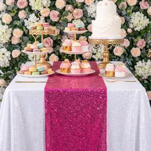 Hot Pink Sequin Table Runner 12x72 Inch Wedding, Birthday Party Centerpiece | Glitter Sequin Fabric, for Tea Party, Birthday Disco Party Decor, Christmas Table Decorations, Valentine's Day Dining Hot Pink Sequin Table Runner 12x72 Inch Wedding, Birthday Party Centerpiece | Glitter Sequin Fabric, for Tea Party, Birthday Disco Party Decor, Christmas Table Decorations, Valentine's Day Dining