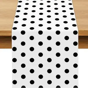 Black and White Polka Dot Table Runner Wedding Birthday Party Decoration Baby Shower Dining Room Home Kitchen Table Decor (White, 13" x 72") Black and White Polka Dot Table Runner Wedding Birthday Party Decoration Baby Shower Dining Room Home Kitchen Table Decor (White, 13" x 72")