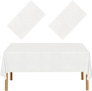 2 Pack White Paper Tablecloth for Rectangle Tables | Disposable Table Cloths, 3 Ply Papers and Plastic Quality Table Cover, for Parties Wedding Birthday, 54 x 108 Inch 2 Pack White Paper Tablecloth for Rectangle Tables | Disposable Table Cloths, 3 Ply Papers and Plastic Quality Table Cover, for Parties Wedding Birthday, 54 x 108 Inch