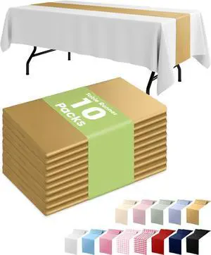 Pureegg Gold Plastic Table Runners - 10 Pack, 14'' x 108'', Water Resistant & Disposable Centerpiece Decorations for Table Cloth, Wedding, Birthday, Holiday, Baby Shower, Party, Home Decor Pureegg Gold Plastic Table Runners - 10 Pack, 14'' x 108'', Water Resistant & Disposable Centerpiece Decorations for Table Cloth, Wedding, Birthday, Holiday, Baby Shower, Party, Home Decor