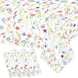 Homanu 3 Pack Wildflower Party Decorations Tablecloths, Large Size 54 X 108 Inch Rectangle Floral Tablecloth Plastic Table Cover for Birthday Party Baby Shower Decorations Homanu 3 Pack Wildflower Party Decorations Tablecloths, Large Size 54 X 108 Inch Rectangle Floral Tablecloth Plastic Table Cover for Birthday Party Baby Shower Decorations