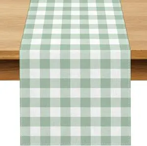 Sage Green Gingham Party Table Runner Green and White Checkered Plaid Decorations for Birthday Bridal Baby Shower Home Dining Kitchen Island Decor (13" x 72") Sage Green Gingham Party Table Runner Green and White Checkered Plaid Decorations for Birthday Bridal Baby Shower Home Dining Kitchen Island Decor (13" x 72")