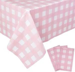 Kesfey 3 Packs Pink Gingham Tablecloth Pink and White Checkered Tablecloths 54 x 108 Inches Disposable Plastic Gingham Tablecovers Waterproof Rectangle Picnic Table Covers for Birthday Party Supplies Kesfey 3 Packs Pink Gingham Tablecloth Pink and White Checkered Tablecloths 54 x 108 Inches Disposable Plastic Gingham Tablecovers Waterproof Rectangle Picnic Table Covers for Birthday Party Supplies