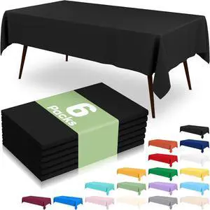 misaya 6 Packs Disposable Plastic Table Cloth, 54 x 108 Inch Waterproof Rectangle Tablecloth, Leakproof & Sturdy Decorative Table Covers for Party, Outdoor and Back to School, Black misaya 6 Packs Disposable Plastic Table Cloth, 54 x 108 Inch Waterproof Rectangle Tablecloth, Leakproof & Sturdy Decorative Table Covers for Party, Outdoor and Back to School, Black