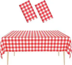 2 Packs Red Gingham Picnic Tablecloths 54 * 108 Inch Red and White Checkered Table Cloths Disposable Red Checke Rectangular Table Plastic Tablecloths for Party 2 Packs Red Gingham Picnic Tablecloths 54 * 108 Inch Red and White Checkered Table Cloths Disposable Red Checke Rectangular Table Plastic Tablecloths for Party