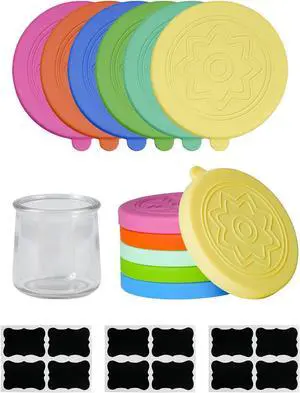 12 Pack Silicone Oui Yogurt Jar Lids with 12 Labels, Food-Grade Lids for 5Oz Oui Yogurt Jars, Reusable Silicone Canning Covers Perfect for Oui Yogurt Bottle(Jar not Includ) 12 Pack Silicone Oui Yogurt Jar Lids with 12 Labels, Food-Grade Lids for 5Oz Oui Yogurt Jars, Reusable Silicone Canning Covers Perfect for Oui Yogurt Bottle(Jar not Includ)