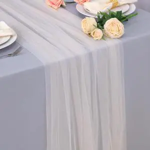 Snowkingdom White Ivory Cheesecloth Table Runner 10FT, Sheer Tulle Boho Cheese Cloth Gauze, Rustic Elegant Decor for Wedding Baby Shower Holiday Dining Snowkingdom White Ivory Cheesecloth Table Runner 10FT, Sheer Tulle Boho Cheese Cloth Gauze, Rustic Elegant Decor for Wedding Baby Shower Holiday Dining
