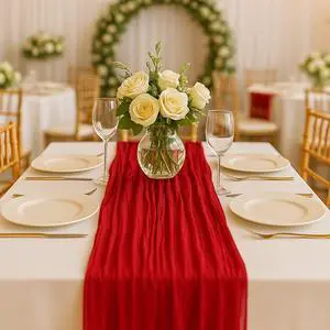 10FT Red Cheesecloth Table Runner 120 Inch Rustic Boho Gauze Cheese Cloth Table Runner for Wedding Baby Shower Bridal Shower Birthday Party Home Decorations 10FT Red Cheesecloth Table Runner 120 Inch Rustic Boho Gauze Cheese Cloth Table Runner for Wedding Baby Shower Bridal Shower Birthday Party Home Decorations