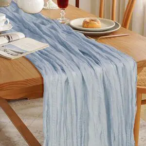 Le courant 10Ft Cheesecloth Table Runner, Rustic Boho Gauze Cheese Cloth Runner Table Runner for Weddings Bridal Baby Shower Birthday Holiday Parties Home Decor, Dusty Blue Le courant 10Ft Cheesecloth Table Runner, Rustic Boho Gauze Cheese Cloth Runner Table Runner for Weddings Bridal Baby Shower Birthday Holiday Parties Home Decor, Dusty Blue