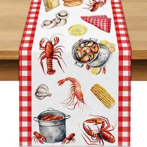 Crawfish Boil Table Runner Buffalo Check Lobster Crab Seafood Boil Themed Birthday Party Decoration Dining Room Home Kitchen Decor (13" x 72") Crawfish Boil Table Runner Buffalo Check Lobster Crab Seafood Boil Themed Birthday Party Decoration Dining Room Home Kitchen Decor (13" x 72")