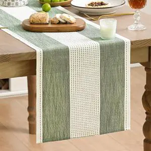 Artoid Mode Sage Green Farmhouse Rustic Table Runner, Seasonal Macrame Fabric Kitchen Dining Holiday Wedding Table Decor for Home Party 13x72 Inch Artoid Mode Sage Green Farmhouse Rustic Table Runner, Seasonal Macrame Fabric Kitchen Dining Holiday Wedding Table Decor for Home Party 13x72 Inch