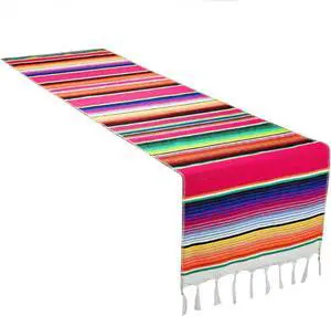 Mexican Table Runner Cotton Serape Table Runners for Mexican Theme Party Decoration Fiesta Cinco de Mayo Baby Shower Wedding (14x84/Rose Red, 1) Mexican Table Runner Cotton Serape Table Runners for Mexican Theme Party Decoration Fiesta Cinco de Mayo Baby Shower Wedding (14x84/Rose Red, 1)