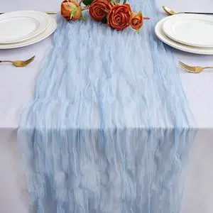 Blue Cheesecloth Table Runner Summer Halloween Christmas 10Ft Cheese Cloth Rustic Gauze Boho Table Runner for Baby Shower Wedding Bridal Decor Blue Cheesecloth Table Runner Summer Halloween Christmas 10Ft Cheese Cloth Rustic Gauze Boho Table Runner for Baby Shower Wedding Bridal Decor