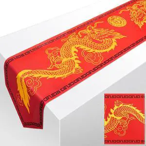 Jecery 2 Pcs Chinese Dragon Printed Table Runner | 11 Inch x 5.9 ft Asian Table Runner, Chinese Party Decorations for Spring Festival Party Supplies, Kitchen, Dining Decoration Jecery 2 Pcs Chinese Dragon Printed Table Runner | 11 Inch x 5.9 ft Asian Table Runner, Chinese Party Decorations for Spring Festival Party Supplies, Kitchen, Dining Decoration