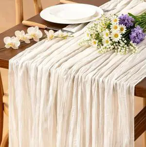 Ivory White Cheesecloth Table Runner Boho Wrinkled Gauze Table Runners | 1 Pack 17×108 inches, Sheer Cheese Cloth Cream Table Runner,for Wedding Party Baby Bridal Shower Graduation Holiday Decor Ivory White Cheesecloth Table Runner Boho Wrinkled Gauze Table Runners | 1 Pack 17×108 inches, Sheer Cheese Cloth Cream Table Runner,for Wedding Party Baby Bridal Shower Graduation Holiday Decor