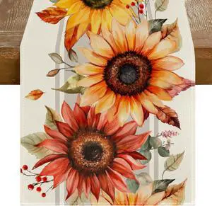 RABUSOFA Fall Table Runner 13x72 Inch Sunflower Fall Decor for Home | Maple Leaves Print,Seasonal Autumn Kitchen Dining Table Holiday Thanksgiving Decorations for Party RABUSOFA Fall Table Runner 13x72 Inch Sunflower Fall Decor for Home | Maple Leaves Print,Seasonal Autumn Kitchen Dining Table Holiday Thanksgiving Decorations for Party