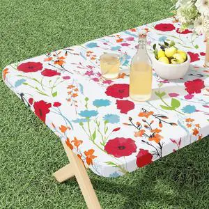 misaya Rectangle Vinyl Tablecloth, Fitted Table Cover, 100% Waterproof, Elastic Edge, Flannel Backing, Plastic Table Cloth Fit 6 Foot Folding Tables for Picnic, Camping, Outdoor (Flowers, 30x72 inch) misaya Rectangle Vinyl Tablecloth, Fitted Table Cover, 100% Waterproof, Elastic Edge, Flannel Backing, Plastic Table Cloth Fit 6 Foot Folding Tables for Picnic, Camping, Outdoor (Flowers, 30x72 inch)