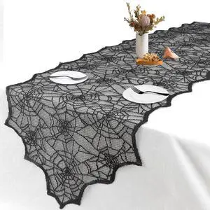 Halloween Decorations Table Runner - Black Lace Spider Web Table Runners for Halloween Table Decor, 18 X 72 Inch Halloweens Lace Table Runner for Halloweens Party Home Kitchen Dinner Decoration Indoor Halloween Decorations Table Runner - Black Lace Spider Web Table Runners for Halloween Table Decor, 18 X 72 Inch Halloweens Lace Table Runner for Halloweens Party Home Kitchen Dinner Decoration Indoor