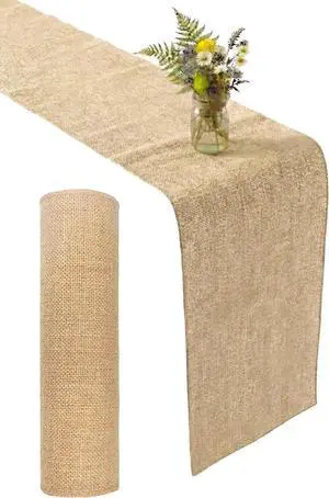 12×108 Inch Natural Burlap Table Runner, No-Fray Rustic Jute Hessian | Rustic Farmhouse Decor for Wedding Banquets, Parties & DIY Crafts, Natural Jute Tabletop Fabric 12×108 Inch Natural Burlap Table Runner, No-Fray Rustic Jute Hessian | Rustic Farmhouse Decor for Wedding Banquets, Parties & DIY Crafts, Natural Jute Tabletop Fabric