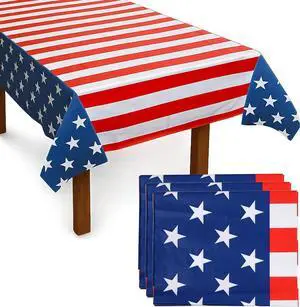 Iconikal 3 Pack Plastic American Flag Tablecloth Table Cover 54 x 108-Inch | Plastic, Disposable Iconikal 3 Pack Plastic American Flag Tablecloth Table Cover 54 x 108-Inch | Plastic, Disposable