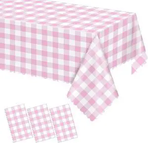 3 Pack Pink and White Checkered Tablecloth, 54 X 108Inch Plastic Red Gingham Table Cloth Waterproof Red Checkered Table Cover for Easter Mother's Day Wedding Birthday Anniversay Baby Bridal Shower 3 Pack Pink and White Checkered Tablecloth, 54 X 108Inch Plastic Red Gingham Table Cloth Waterproof Red Checkered Table Cover for Easter Mother's Day Wedding Birthday Anniversay Baby Bridal Shower