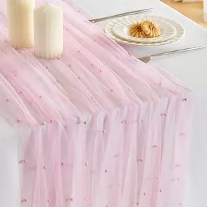 Fanami 1 Pack Pearl Table Runner -10FT Blush Pink Boho Tulle Table Runners 120 Inches Long Rustic Sheer Lace Fabric Centerpieces for Wedding Arch Birthday Party Bridal Veil Baby Shower Decorations Fanami 1 Pack Pearl Table Runner -10FT Blush Pink Boho Tulle Table Runners 120 Inches Long Rustic Sheer Lace Fabric Centerpieces for Wedding Arch Birthday Party Bridal Veil Baby Shower Decorations