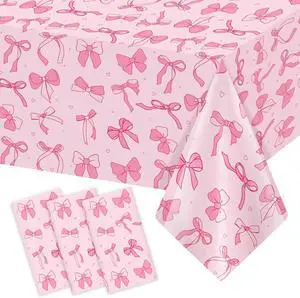 Homanu 3 Pack Pink Birthday Bow Party Decorations Tablecloths, Large Size 54 X 108 Inch Bow Table Cloth Plastic Table Cover Girls Birthday Tablecloth Rectangular Homanu 3 Pack Pink Birthday Bow Party Decorations Tablecloths, Large Size 54 X 108 Inch Bow Table Cloth Plastic Table Cover Girls Birthday Tablecloth Rectangular