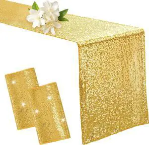 Aormenzy 2 Pack Gold Sequin Table Runner 12" x 72" | Glitter Sparkle Sequin Runners, for Birthday Party Wedding Banquet & Baby Shower, Party Table Decorations Supplies Aormenzy 2 Pack Gold Sequin Table Runner 12" x 72" | Glitter Sparkle Sequin Runners, for Birthday Party Wedding Banquet & Baby Shower, Party Table Decorations Supplies