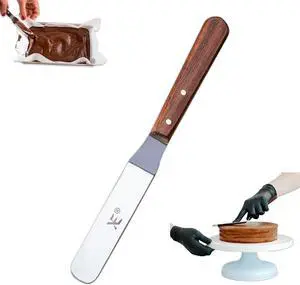 XE Cake Icing Spatula 21cm Stainless steel Angled Palette Knife with Non-Slip Wooden Handle, Ideal Frosting spatula for Pastry & Cakes, Offset Spatula for Decorating Desserts XE Cake Icing Spatula 21cm Stainless steel Angled Palette Knife with Non-Slip Wooden Handle, Ideal Frosting spatula for Pastry & Cakes, Offset Spatula for Decorating Desserts