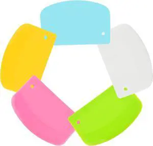 5 Pack Dough Scraper, 5.3 x 3.6 Inch Plastic Bench Scraper, Bowl Spatula, Kitchen Pastry Cutter Tool for Bread Dough, Pastry, Pizza, Baking Cake (Multicolor) 5 Pack Dough Scraper, 5.3 x 3.6 Inch Plastic Bench Scraper, Bowl Spatula, Kitchen Pastry Cutter Tool for Bread Dough, Pastry, Pizza, Baking Cake (Multicolor)
