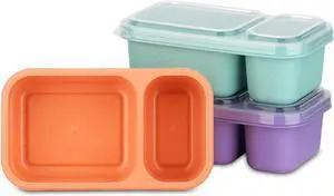 2-Compartment Reusable Snack Containers with Lids Reusable Snack Packs | Wheat Straw Food Storage Meal Prep On-the-Go Snacking 2-Compartment Reusable Snack Containers with Lids Reusable Snack Packs | Wheat Straw Food Storage Meal Prep On-the-Go Snacking