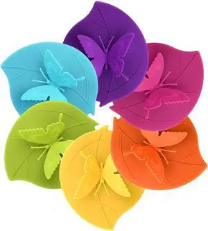 ME.FAN Silicone Cup Lids - Creative Butterfly Mug Cover - Anti-dust Airtight Seal Hot Cup Lids 6 Set in Bright Colors ME.FAN Silicone Cup Lids - Creative Butterfly Mug Cover - Anti-dust Airtight Seal Hot Cup Lids 6 Set in Bright Colors