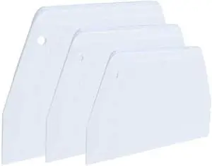 Luckycivia 3-Piece Trapezoidal Plastic Scraper - Multi-Function Kitchen Tool for Pizza Dough, Pastry, Cake (White) Luckycivia 3-Piece Trapezoidal Plastic Scraper - Multi-Function Kitchen Tool for Pizza Dough, Pastry, Cake (White)