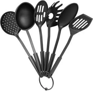Chef Buddy 6-Piece Kitchen Utensils Set â Plastic Cooking Tools - Includes Essential Spatulas, Spoons, and Gadgets for Every Home Cook (Black) Chef Buddy 6-Piece Kitchen Utensils Set â Plastic Cooking Tools - Includes Essential Spatulas, Spoons, and Gadgets for Every Home Cook (Black)